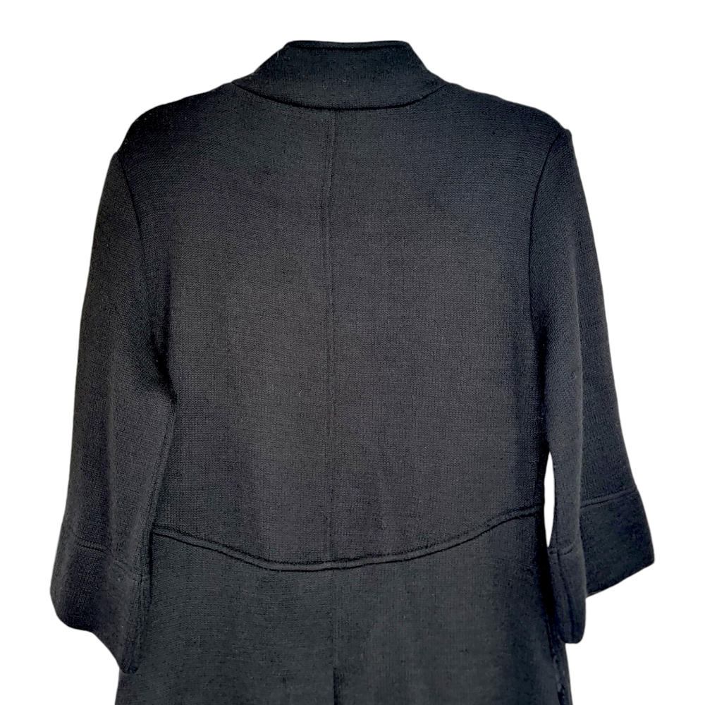 Lisa International Black Button Down Wool Blend 1/2 Sleeve Coat - Picture 12 of 14